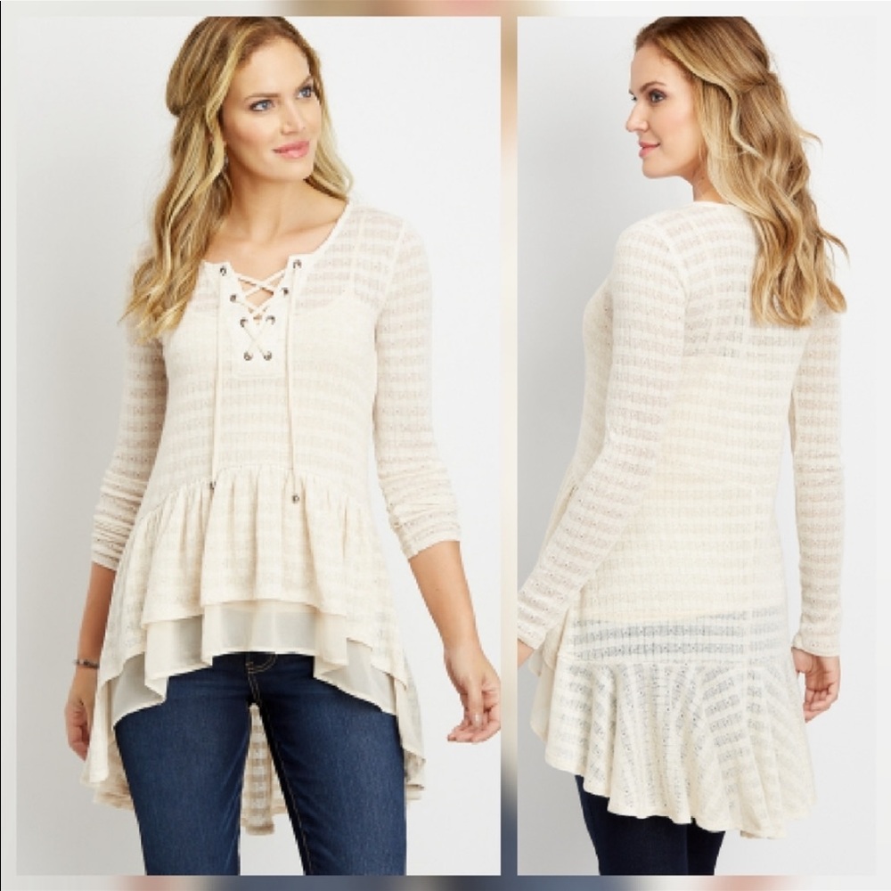🫶Ruffle Tunic With Shoelace Chest Detail🫶